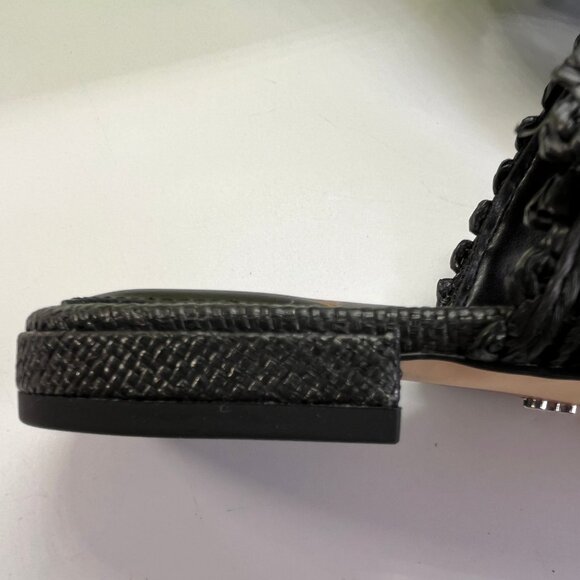 Sam Edelman Elisa Raffia Slide Sandals Size 6.5M Black Chic Summer Slides - Picture 15 of 16